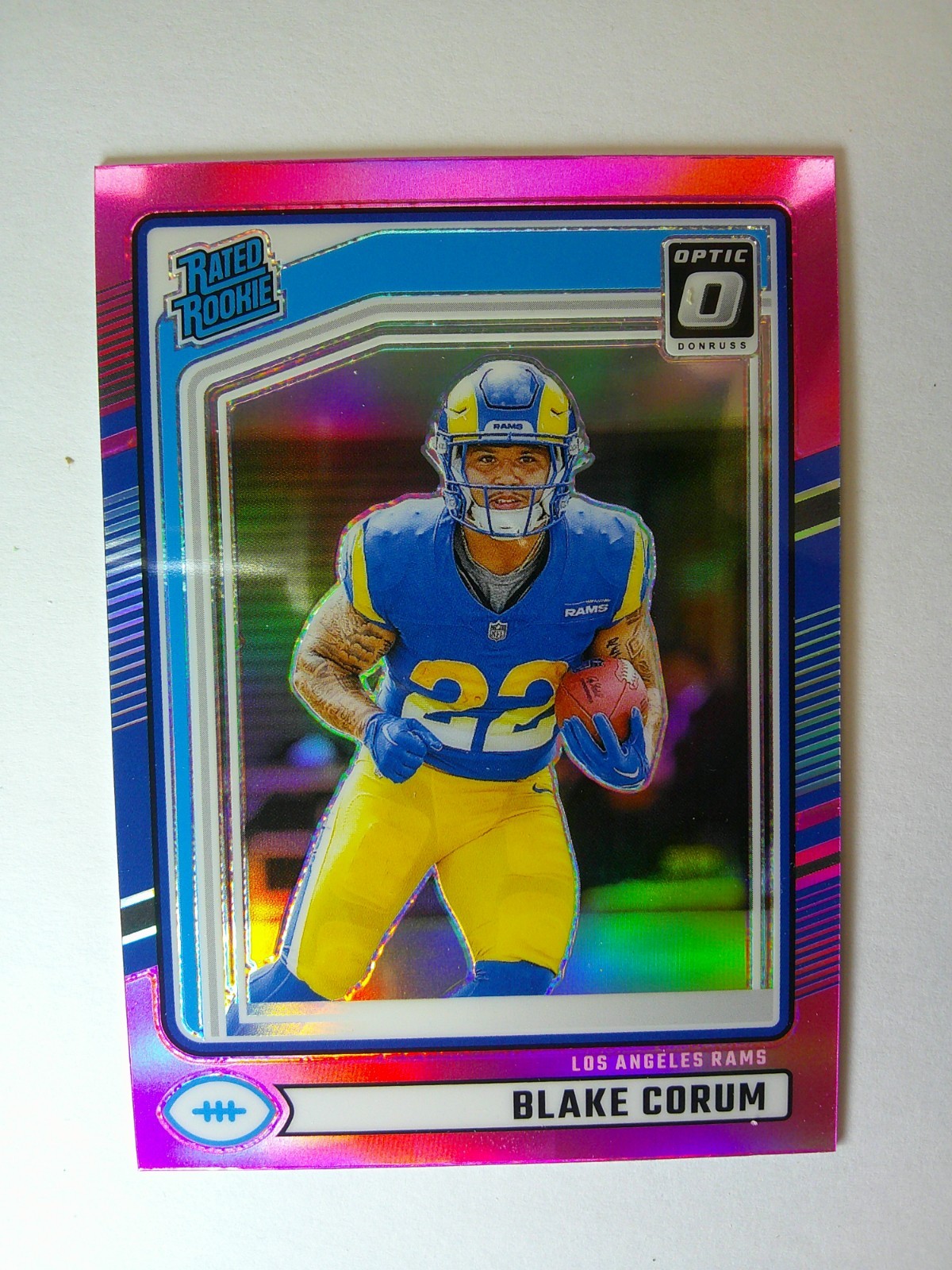 2024 Panini Donruss - Rated Rookie Blake Corum #322 Optic Preview Pink Prizm