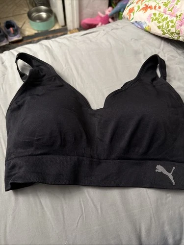 PUMA Seamless Black Sports Bra Convertible Back Design Size Large New