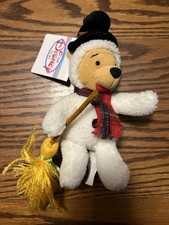Disney Winnie The Pooh Bear Snowman Pooh Bean Bag Plush Christman with Tags