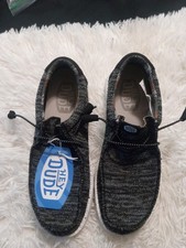 Hey Dude Mens Wally Sport Knit Slip-On Loafers Black/White Size 9