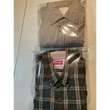 2 Wrangler Jeans Co Mens Medium White Striped Long Sleeve Button Down Shirt