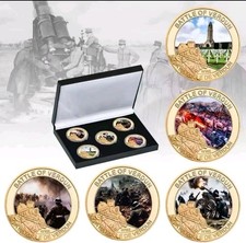 Battle Of Verdun WW1 x5 Gold Plated Coins Set & Gift Box - World War Memorabilia