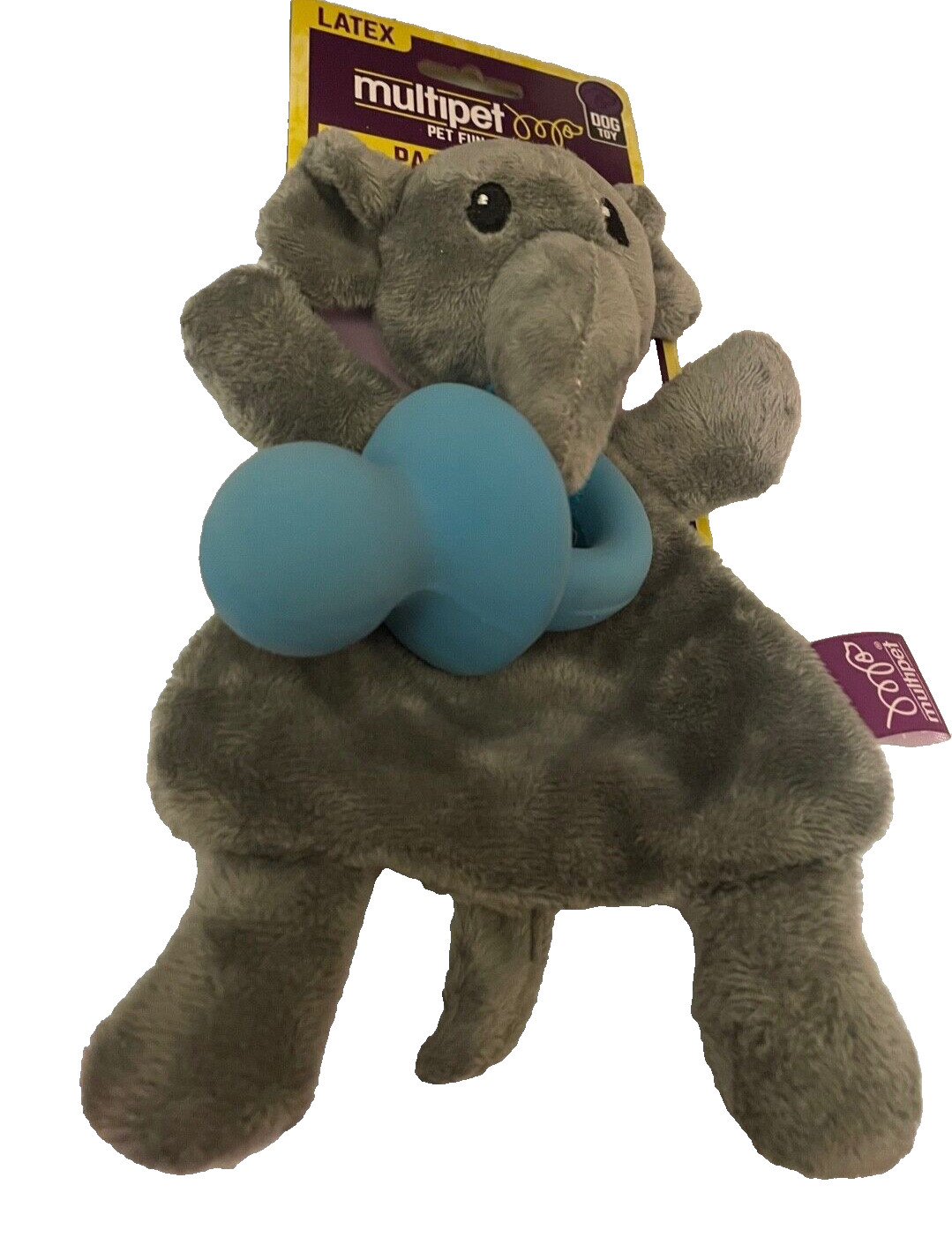 Multipet Plush Pacifier Pal Elephant 8" Cuzzle Buddy Crinkle Dog Toy Gentle Chew