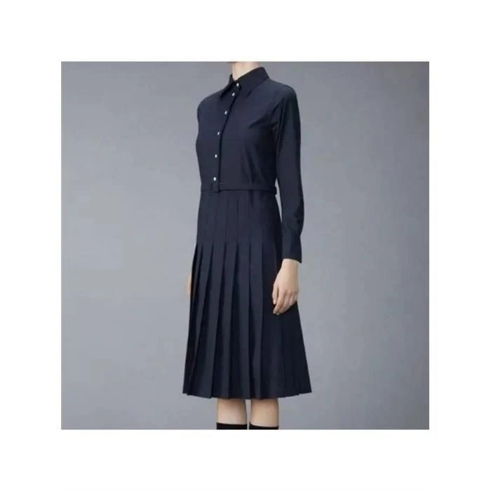 Abito Thom Browne a righe in flanella di cotone plissettato con bottoni 126775976