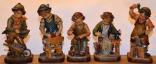 5 Holzfiguren Handwerker aus S&uuml;dtirol