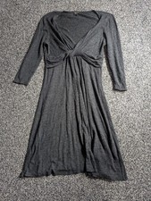 Phase Eight Jersey Dress Size 12 Grey Twist Front Midi Ruched Stretch