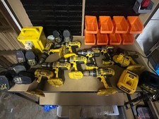 DeWalt 18V Cordless Drill Job Lot 9 Drills 8 Batteries 2 Chargers Untested