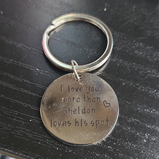 Silver Round Metal Keychain Engraved Love Quote, Detachable Keyring