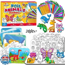 sinceroduct Foil Art Kit for Kids, Foils Arts and Crafts for Kids Age 4-8,Tra