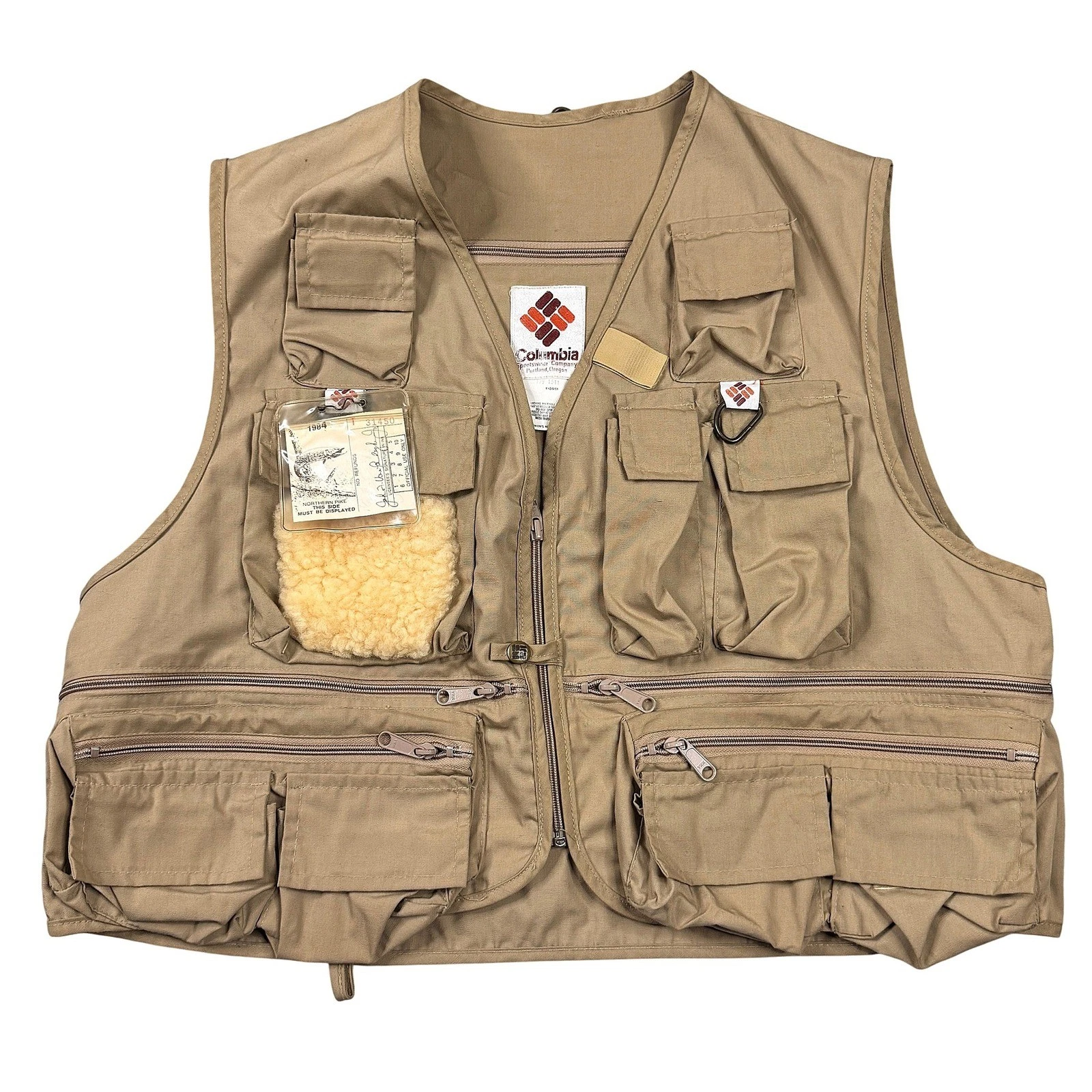Vintage Columbia Fly Fishing Vest Tan Khaki Multi-Pocket Utility Mens XL 1984
Opens in a new window 