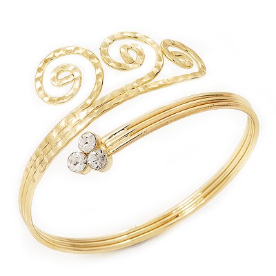 Goldfarbenes strukturiertes Kristall ''Twirly'' Oberarm Armband Armkettchen - 28 cm lang -