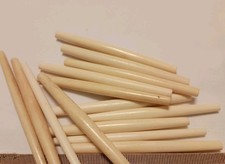4 Inch Bone/Horn Hairpipe Beads - Pack Of 15- White/Beige