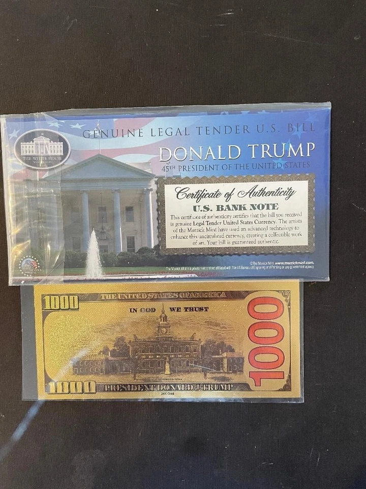 45TH PRESIDENT D. TRUMP LEAGAL TENDER U.S. BILL SEALED & 1000 $ NOTE - Image 2 of 2