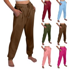 Women Casual Baggy Sweatpants Drawstring Cotton Jogger Pants with Pockets Fall