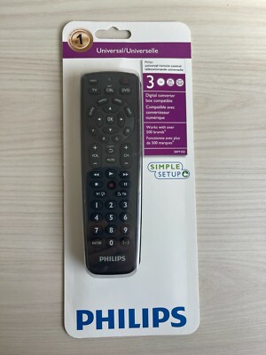 NEW Sealed Philips Universal Remote Control SRP1103 Black 3 Devices Simple Setup