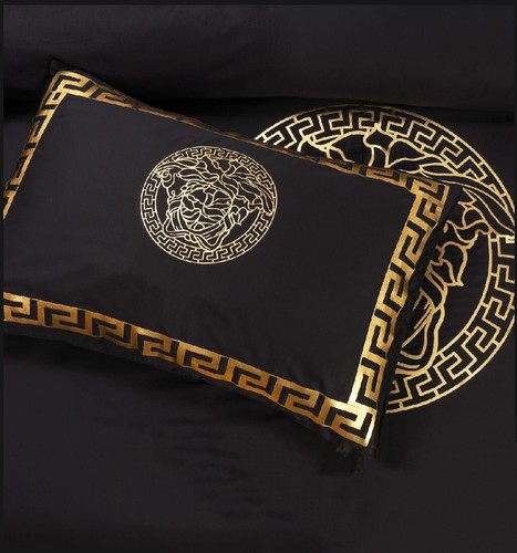 Black And Golden 8 piece Duvet Cover Set Cotton Satin - Picture 5 of 6