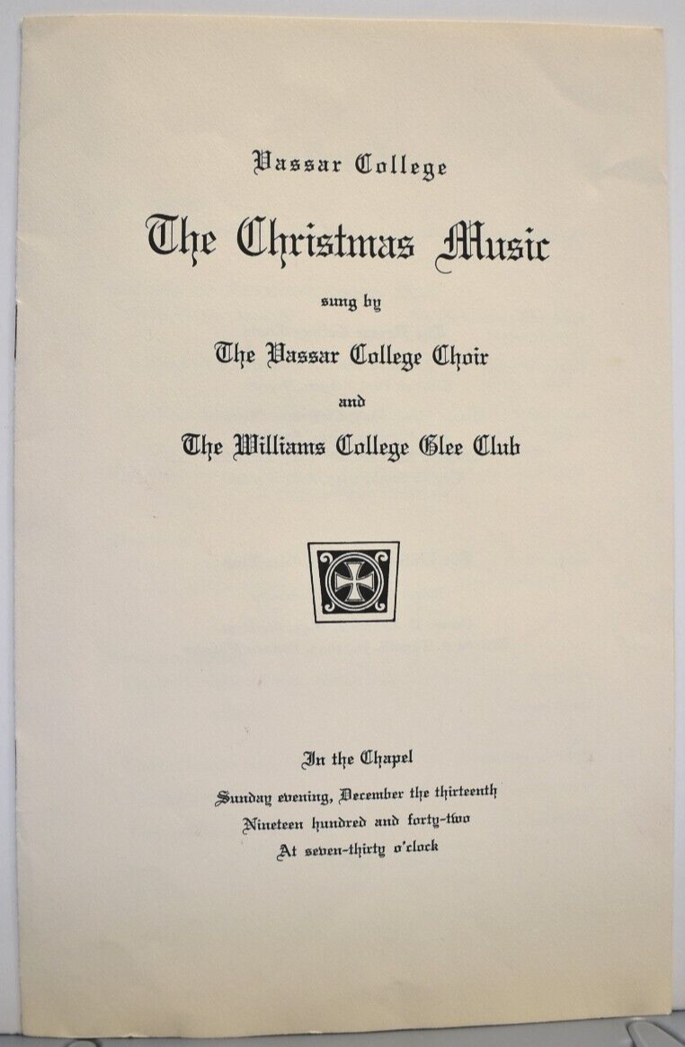 Vintage 1942 Christmas Music Vassar College Choir Williams Glee Club ...