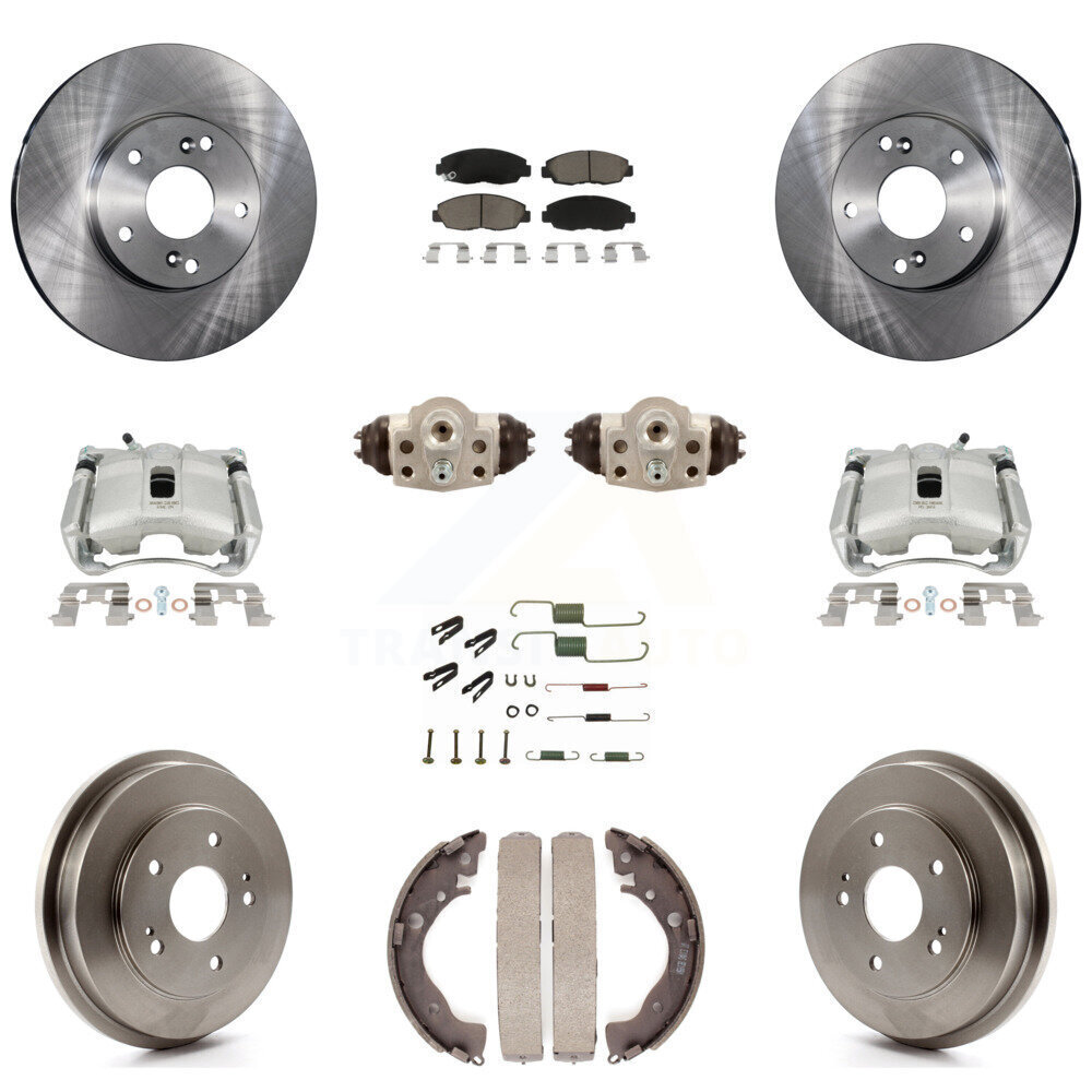 Upgrade Front Rear Brake System with Caliper Rotor Drum Pad Shoe Cylinder Hardware Kit