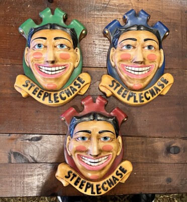 SET OF 3 Coney Island Steeplechase Park Funny Face Sculpture George C Tilyou