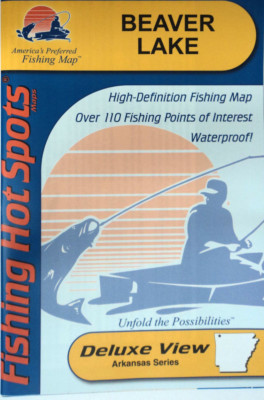Beaver Lake Detailed Fishing Map, GPS Points, Waterproof, Depth Contours  #L173
