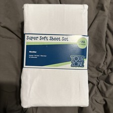 Your Zone Soft Microfiber Full Sheet Set  White  Kids Easy Care