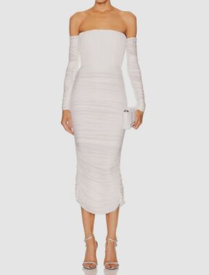 $1800 Alex Perry Women's White Ruched Off-Shoulder Sterling Dress Size 18 | eBay $1800 Alex Perry Women's White Ruched Off-Shoulder Sterling Dress Size 18 | eBay