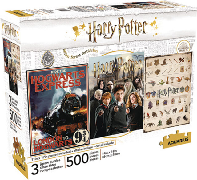 Harry Potter set of 3 x 500 piece jigsaw puzzles 480mm x 350mm (nm)