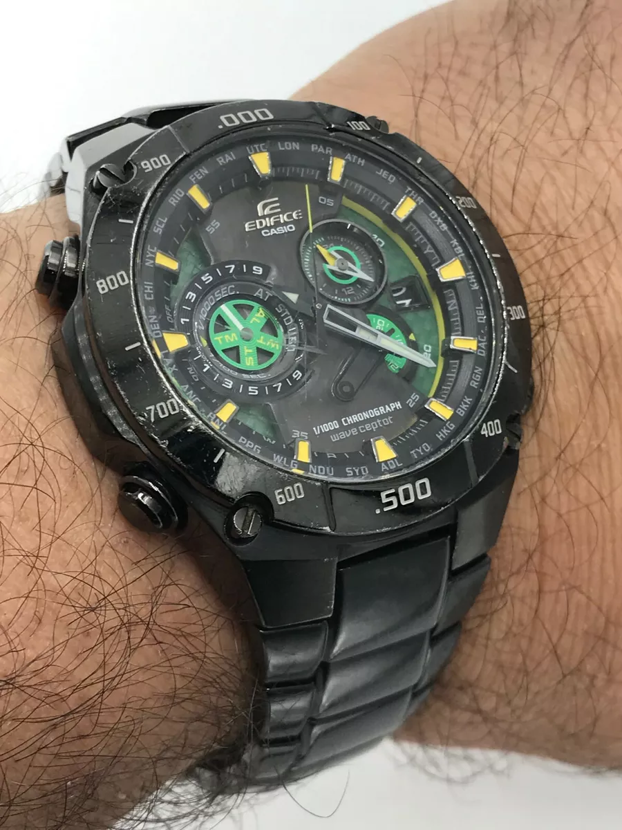 Casio Watch Wave Septor EQW-M1100 Edifice Black Label Tough SolarUsed Working
