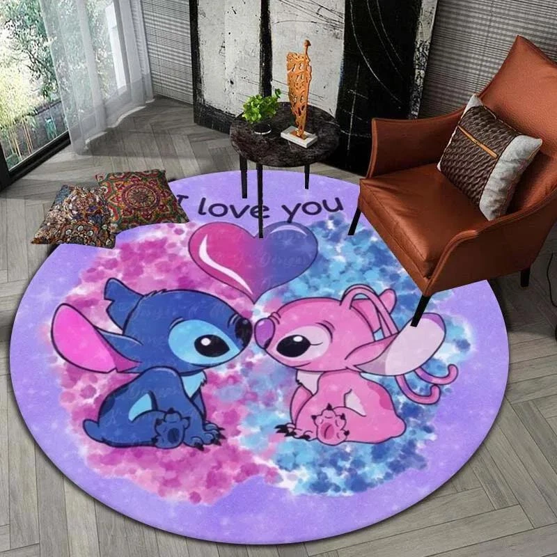 3D Kinder Lilo Stitch Runde Boden matte Jungen Mädchen Schlafzimmer Teppichs - Bild 3 von 4