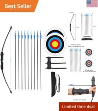 Youth Archery Bow and Arrow Set with 9 Fiberglass Arrows and Safety Features