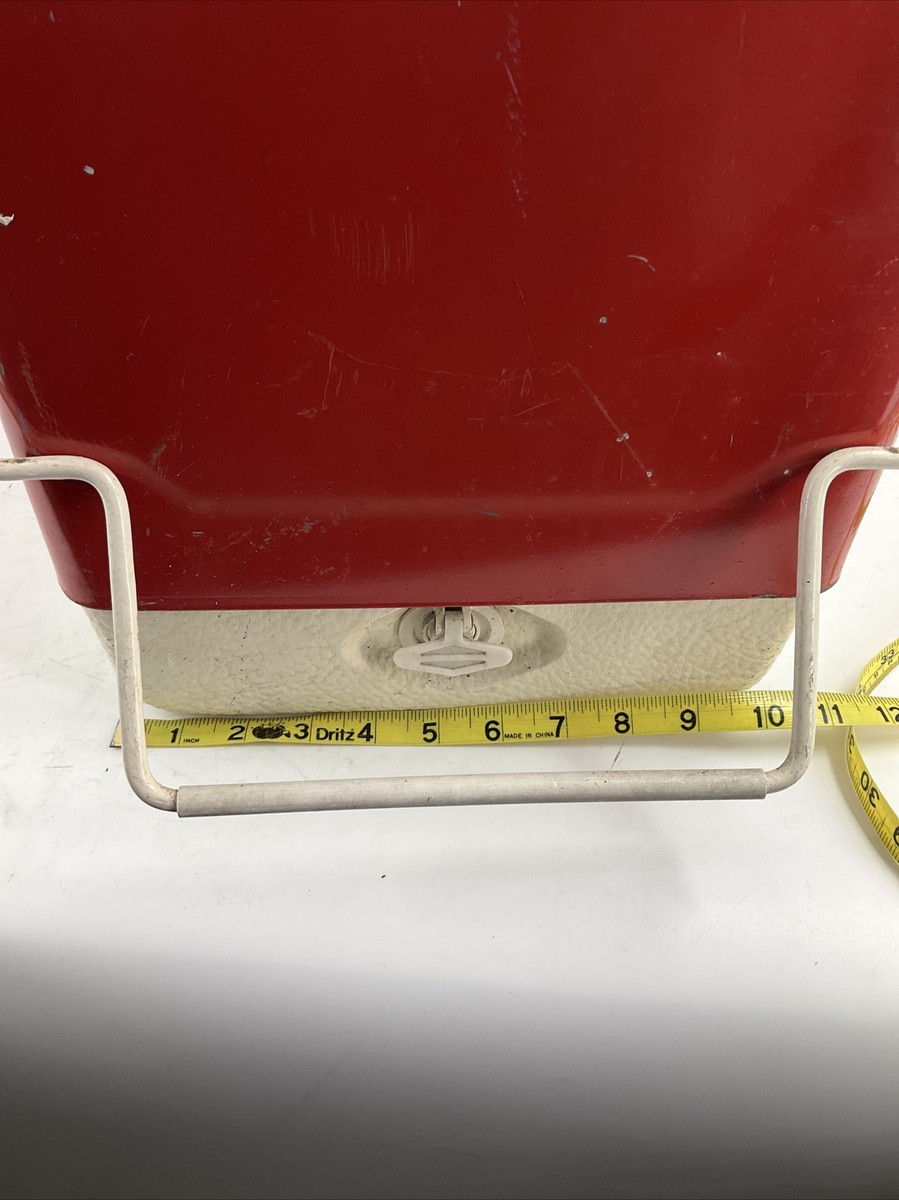 Vintage Coleman Cooler 44 Quart Low-Boy Red Handle Removable Lid