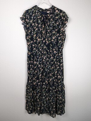 Part Two Copenhagen Dress Floral 8 Black Pink Cap Sleeves Long Chiffon New