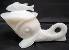 Vintage Unique Summit Kemple White Milk Glass Dolphin And Koi Candy Covered Dish