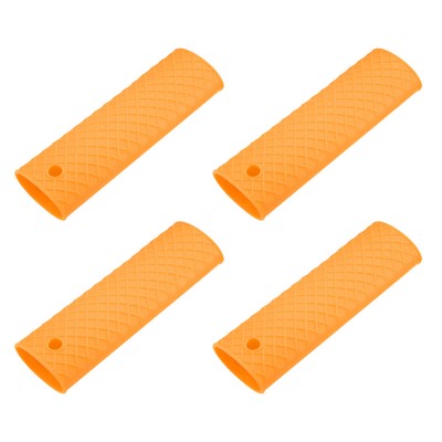 Silikon Heiß Griff Halter Hülle, Pfanne Topf Abdeckung Orange 6,1 Zoll Lang 4 Stück