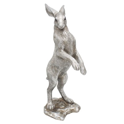 Stehender Hase Ornament silberfarben Reflexionen Geschenk Höhe 20 cm Osterhase