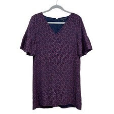 Madewell Shift Dress Silk VNeck Lined Ruffled Sleeves Floral Print Women Sz 4