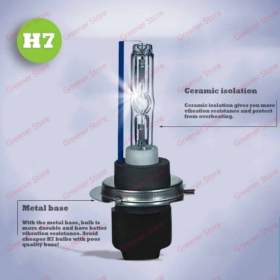 2X 35W 55W H7 Car HID Xenon Headlight Lamp Bulbs Ceramic METAL BASE 5K 6K 8K 10K - Image 2 of 4