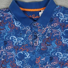 Robert Graham Polo Shirt Mens Medium Blue Abstract Casual Short Sleeve Adult