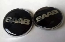 2x Saabbadge 9-39-5 Set Boot Back Bonnet Front Logo Emblems 68mm Black