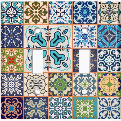 Metal Light Switch Cover Wall Plate For Kitchen Vintage Floral Tile Frame TIL095