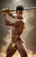 Male Model Photo Print Muscular Handsome Shirtless Hunk-C695
