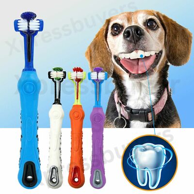 Three Sided Dog Toothbrush Reduce Tartar Pet Dog Cat Teeth
