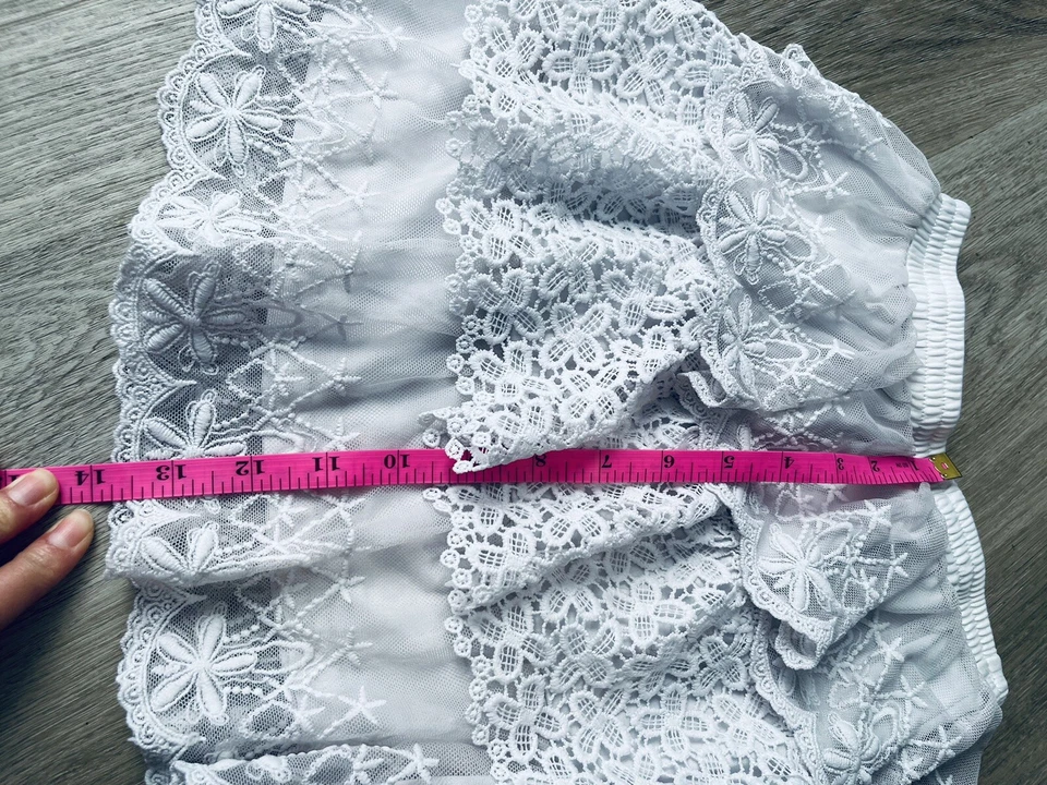 Falda Niña Y2K Volantes En Niveles Encaje En Capas Marfil Romántica Floral Talla Mediana Foto 4 de 4