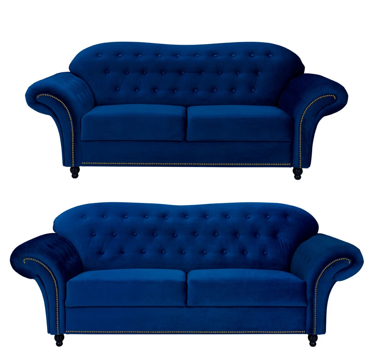 Blue chesterfield 2024 sofa set