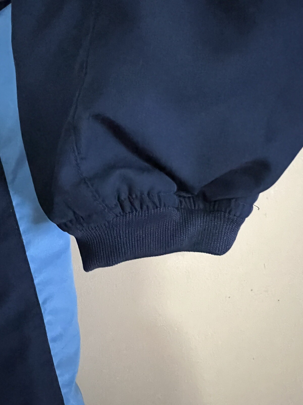 Vtg Starter V Neck Windbreaker Warm Up Track Jacket 2tone Dark Blue