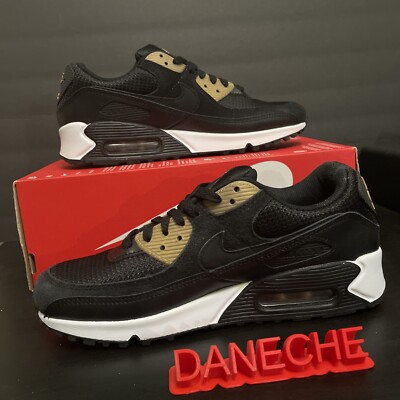 Nike Air Max 90 Black Metallic Gold Men's Size 8 Black Metallic