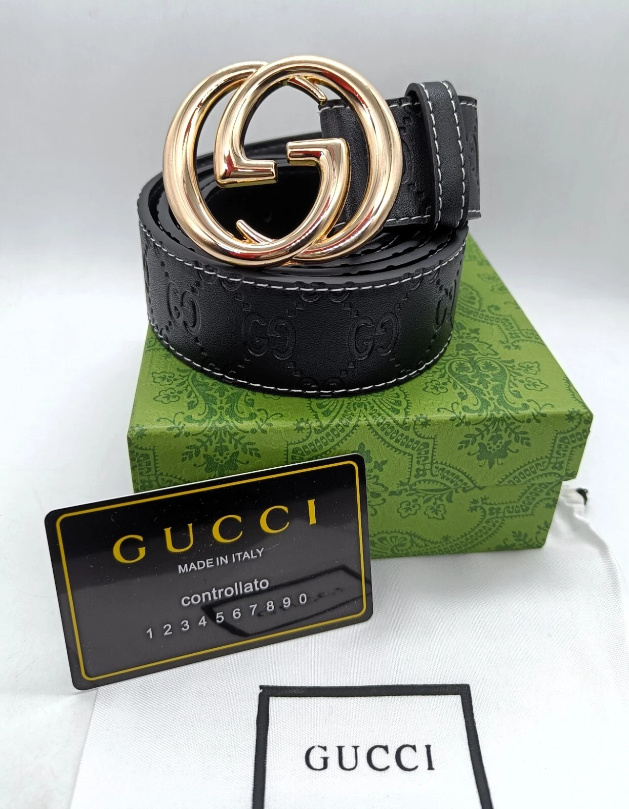 Ceinture unisexe en cuir GUCCI édition limitée spéciale noire avec boite