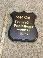 YMCA Knot Hole Club Baseball Trophy Plaque Rare Vintage Base Ball Award 1925