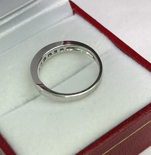 18k Solid White Gold Band Natural Princess Cut Diamond Ring 0.50CT, Sz 5.5. - Picture 3 of 6