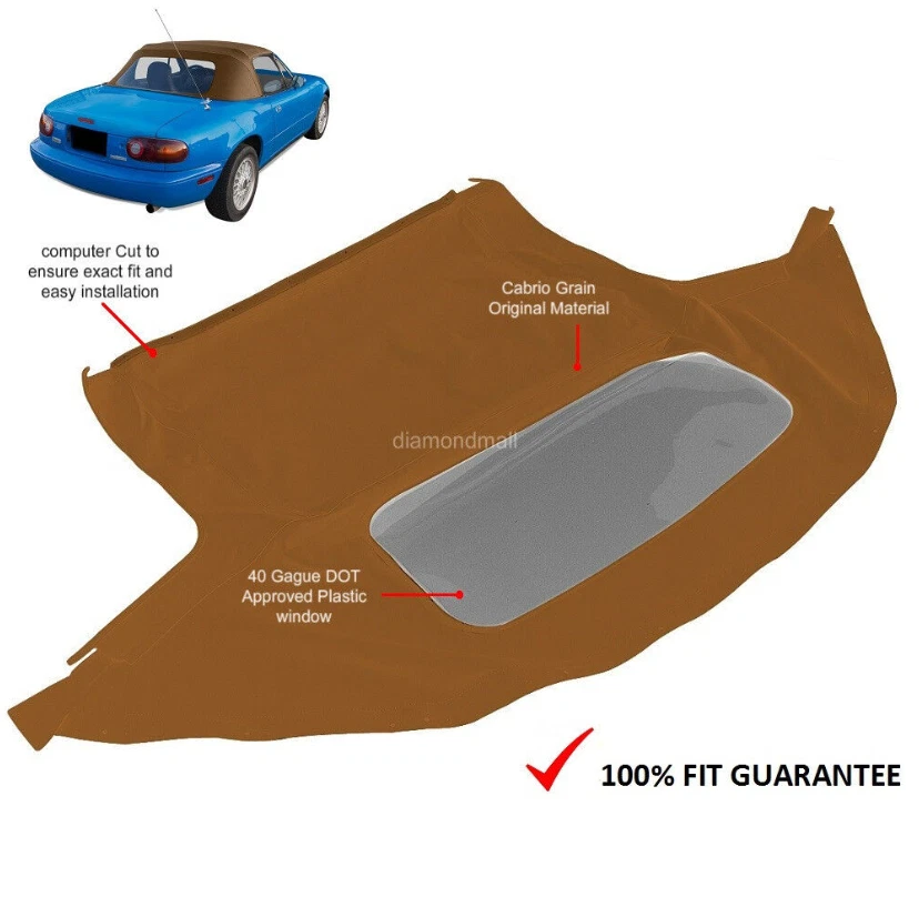 Mazda Miata 90-05 convertible techo blando con ventana de plástico aprobada por el DOT, bronceado claro Foto 2 de 2